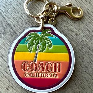 Leather COACH Sunny CALIFORNIA Key RING Sparkle RAINBOW Palm Tree BAG CHARM Key